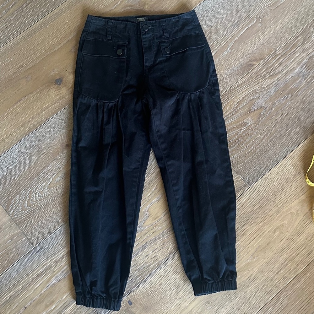 Truce Cropped Jogger Pants Black | Girls Size 8 | 100% Cotton | Casual Everyday - Picture 4 of 8
